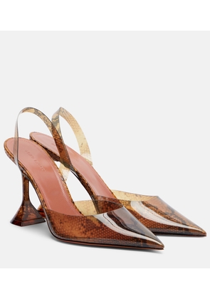 Amina Muaddi Holli snake-print PVC slingback pumps