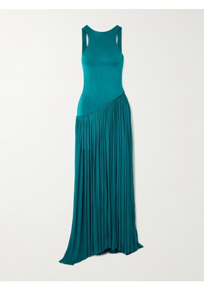 Zimmermann - Luna Asymmetric Cutout Pleated Jersey Gown - Blue - 00,0,1,2,3,4