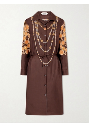 Versace - The Lover Printed Silk-twill Mini Dress - Brown - IT38,IT40,IT42,IT44,IT46,IT48