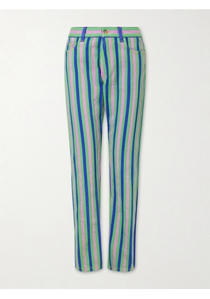 Versace - Striped Paneled Mid-rise Straight-leg Jeans - Blue - 26,27,28,29,30