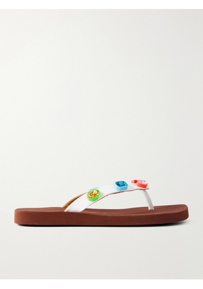 Marni - Embellished Coated Flip Flops - Brown - IT36,IT38,IT39,IT40,IT41