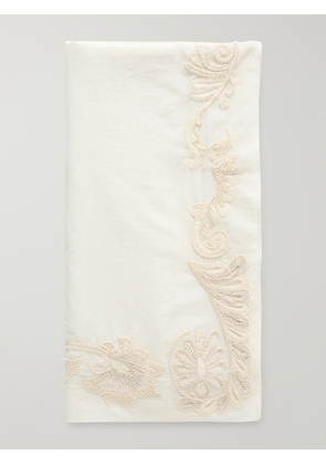 Dries Van Noten - Embellished Cotton Scarf - Neutrals - One size