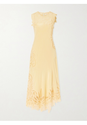 Ulla Johnson - Idra Embroidered Silk Midi Dress - Yellow - US2,US4,US6,US8,US10