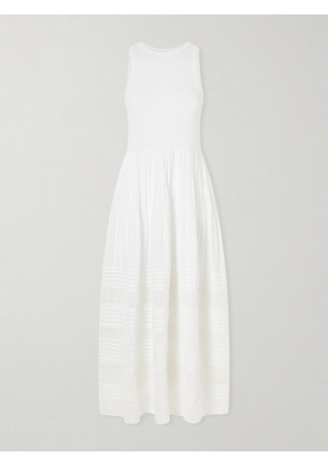 Polo Ralph Lauren - Crochet-trimmed Ribbed Cotton-blend Maxi Dress - White - xx small,x small,small,medium,large,x large,xx large