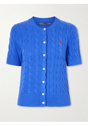 Polo Ralph Lauren - Logo-embroidered Cable-knit Cotton Cardigan - Blue - xx small,x small,small,medium,large,x large