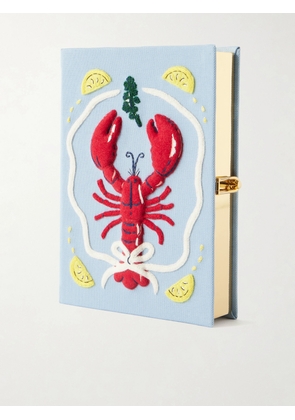 Olympia Le-Tan - Lobster Appliquéd Embroidered Canvas Clutch - Blue - One size