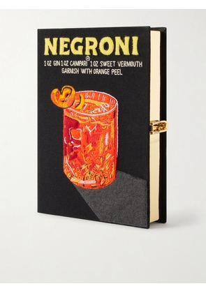 Olympia Le-Tan - Negroni Appliquéd Embroidered Canvas Clutch - Black - One size