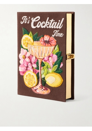 Olympia Le-Tan - It's Cocktail Time Appliquéd Embroidered Clutch - Brown - One size