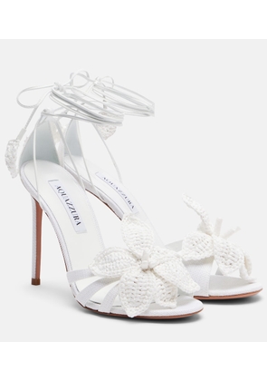 Aquazzura Calypso leather-trimmed raffia sandals