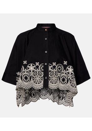 La DoubleJ Foulard embroidered cropped cotton shirt