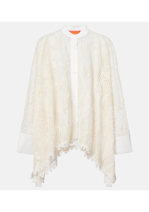 La DoubleJ Foulard cotton-blend lace shirt