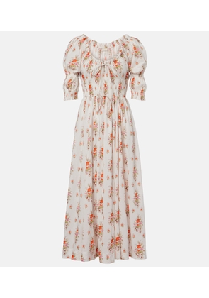 Doen Ischia gathered floral cotton midi dress