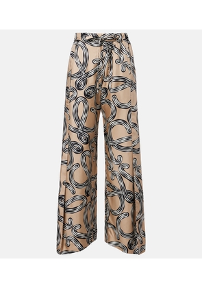 Loewe Paula's Ibiza Anagram silk wide-leg pants