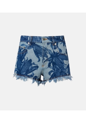 Loewe Paula's Ibiza frayed printed denim shorts