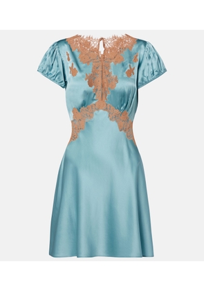 Doen Junia lace-trimmed silk satin minidress