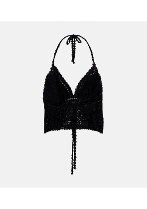 Anna Kosturova Filigree crochet halterneck cotton top