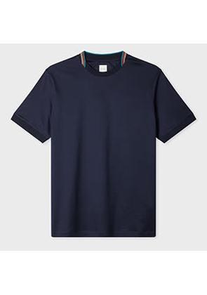Paul Smith Navy 'Signature Stripe' Collar T-Shirt Blue