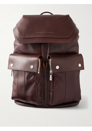 Brunello Cucinelli - Leather Backpack - Men - Burgundy