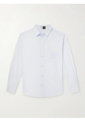LOEWE - Paula's Ibiza Logo-Embroidered Cotton-Blend Shirt - Men - Blue - EU 38