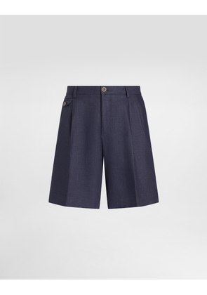 Dolce & Gabbana Linen Shorts - Man Pants And Shorts Blue 50
