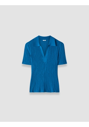 Aliane Crinkle Viscose Polo Top - L