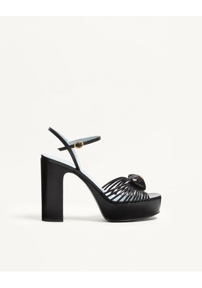 Valentino Garavani Coeur Royal Platform Sandal In Kidskin 115Mm Woman BLACK 35