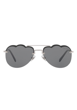 Miu Miu Dark Grey Flash Silver Geometric Ladies Sunglasses MU 56US 1BC175 58