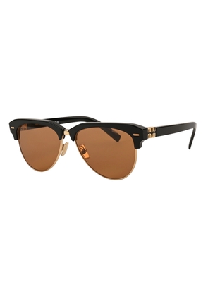 Miu Miu Brown Pilot Ladies Sunglasses MU 09ZS 1AB2Z1 57