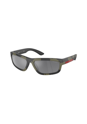 Prada Linea Rossa Grey Mirror Rectangular Mens Sunglasses PS 05ZS 14X07G 59