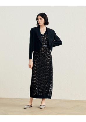 Brunello Cucinelli Black Cotton Pattern Dress - S