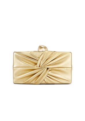 Cult Gaia Lisse Clutch in Metallic Gold.