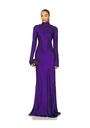 Alejandra Alonso Rojas Maxi Cowl Back Dress in Blue. Size 6. Also in 2.
