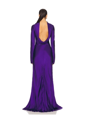 Alejandra Alonso Rojas Maxi Cowl Back Dress in Blue. Size 6. Also in 2.