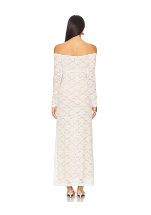 BUMPSUIT Off The Shoulder Lace Dress in Ivory. Size L. Also in XS, S, M.