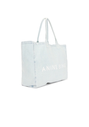 ANINE BING Leo Denim Tote Bag in Blue.