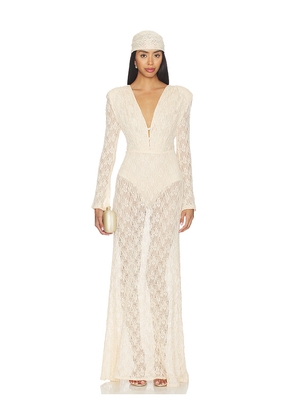 AWAVE Studio Long Sleeve Lace Maxi Dress in Beige. Size 34/2. Also in 36/4, 38/6, 40/8, 42/10.