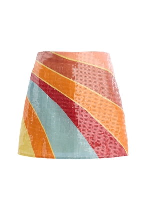 Cala de la Cruz Exclusive La Isla Eve Sequined Linen Mini Skirt - Moda Operandi