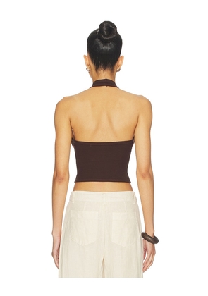 Enza Costa Silk Rib U Halter in Chocolate. Size XS. Also in S, M, L.