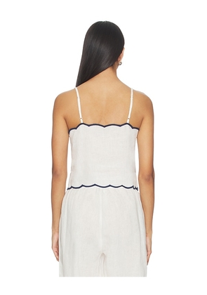 CAMI NYC Nazare Embroidered Linen Camisole in White,Navy. Size XS. Also in L, XL.