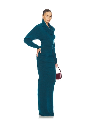 Helsa Emmalynn Cowl Gown in Teal. Size XS. Also in XXS, S, M, L, XL.