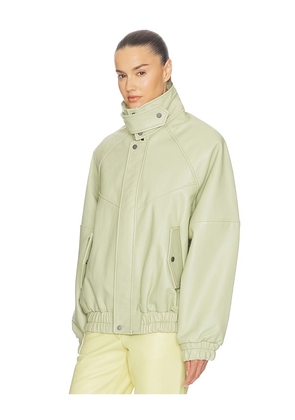 Helsa The Oversized Leather Bomber in Mint. Size XXS. Also in XS, S, M, L, XL.