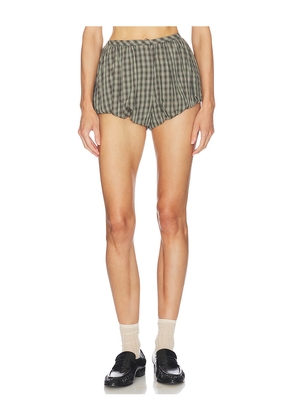 Helsa Novelty Puff Shorts in Green,Brown. Size XXS. Also in L, M, S, XL, XS.