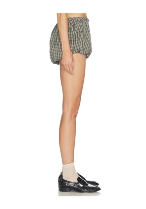 Helsa Novelty Puff Shorts in Green,Brown. Size XXS. Also in XS, S, M, XL.