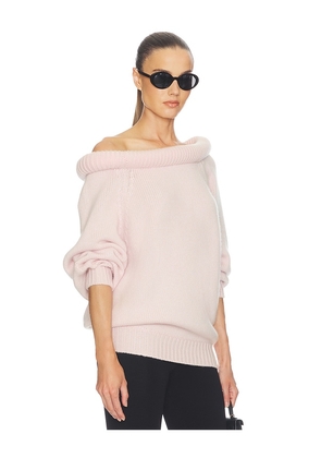 Helsa Cressidia Off Shoulder Sweater in Pink. Size XS. Also in S, M, L, XL.