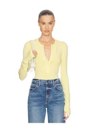 Helsa Bronya Knit Bodysuit in Lemon. Size XS. Also in L, M, S, XL, XXS.