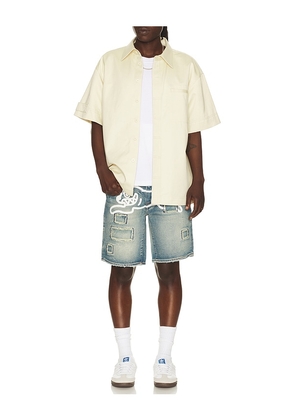 ICECREAM Returner Denim Shorts in Brown. Size 30. Also in 32, 34, 36.