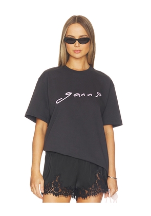 Ganni Heavy Cotton Jersey Relaxed Fit T-shirt in Charcoal. Size XS. Also in L, M, S, XL.