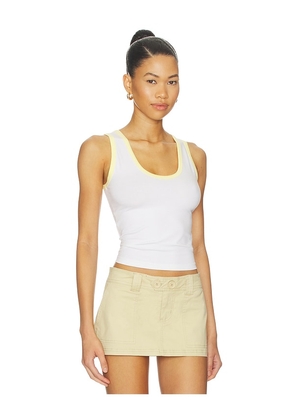 Good American Super Stretch Ringer Tank Top in White. Size XS. Also in S, M, 1X, L.