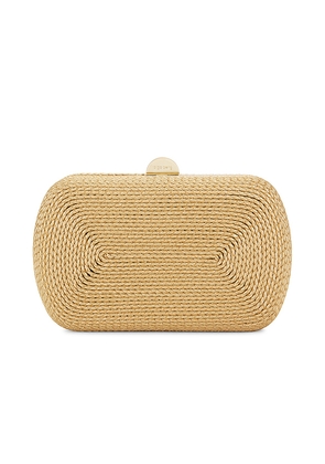 olga berg Martina Coiled Rope Clutch in Metallic Gold.