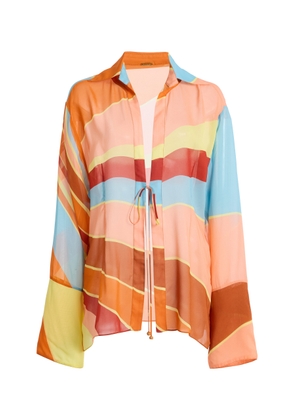 Cala de la Cruz Exclusive La Isla Rosalia Striped Georgette Top - Moda Operandi